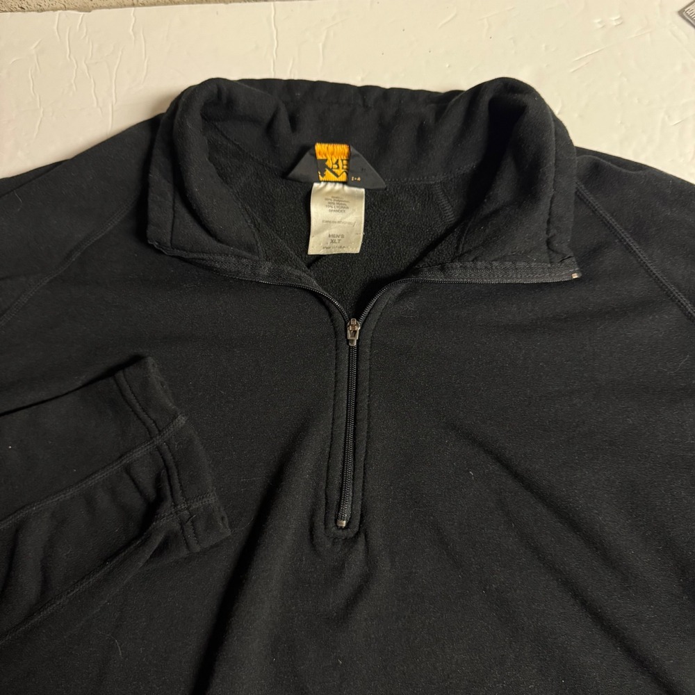REI Mens XLT‎ Black Polartec Pullover Long Sleeve Outdoor Active Top
